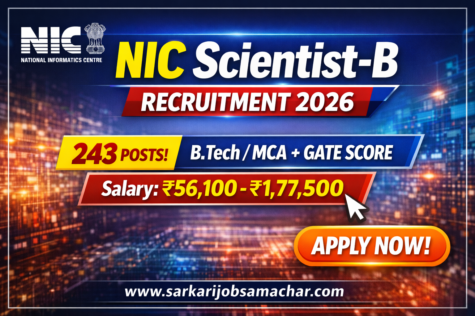 NIC Scientist B Recruitment 2026 - Apply Online for 243 Posts
